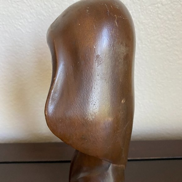 Vintage Mid-Century Art Deco Style Carved Wooden Female Bust Sculpture 11.5" - Picture 16 of 16